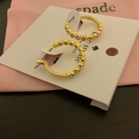 NWT: Kate Spade Gold and Crystal Hoop Earrings, SOOO versatile and polished ♥️ - Picture 3 of 4